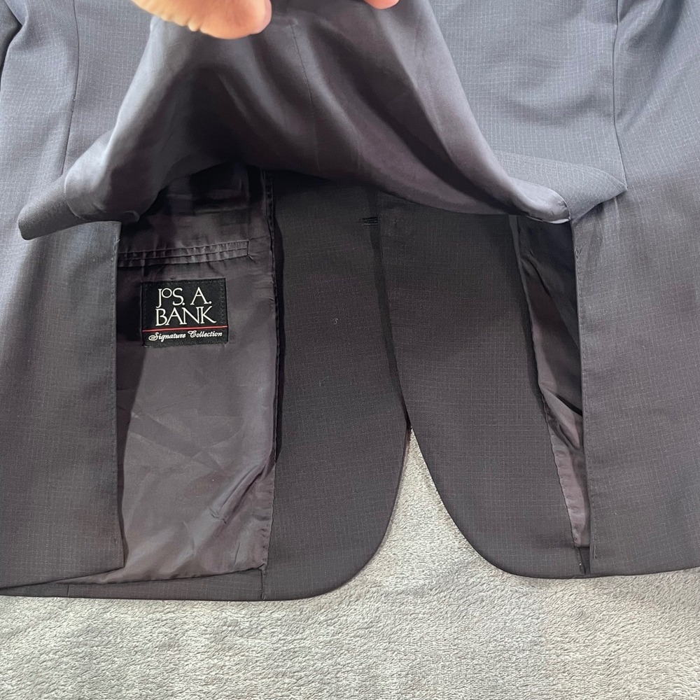 Jos. A. Bank Signature Collection Wool Suit 41L 35W Charcoal Grey Micro Check - Picture 16 of 16